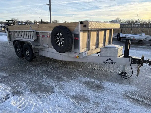 2026 NORDTEK 82X16 FOOT DUMP TRAILER WITH 2-7000LB AXLES, ALUM WHEELS, HYDRAULIC JACK 25095