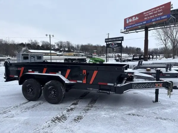 2026 RAWMAXX LPX14'X83" BUMPER PULL DUMP TRAILER 2-7000 LB AXLES JET BLACK 26088