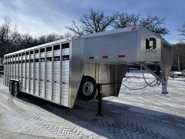 2026 DURALITE 25'X96" TRAIL DRIVE GOOSENECK STOCK TRAILER 2-7000LB AXLES RO2765