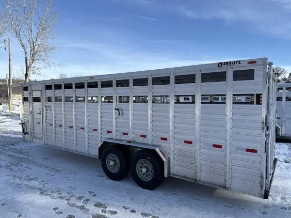 2026 DURALITE 25'X90" TRAIL DRIVE GOOSENECK STOCK TRAILER 2-7000LB AXLES RO2766