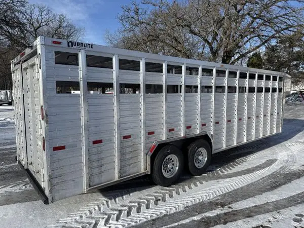 2026 DURALITE 25'X96" TRAIL DRIVE GOOSENECK STOCK TRAILER 2-7000LB AXLES RO2765