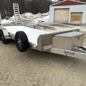 2026 AMBUSH EQUIPMENT TRAILER 81X18 WITH 2-5200LB AXLES ALUM WHEELS RO4830