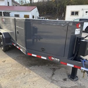 2026 BOSS FT990 FUEL TRAILER 2-7000LB AXLES ALUMINUM WHEELS CHARCOAL GRAY