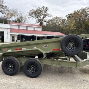 2026 RAWMAXX GDX12'X83" BUMPER PULL DUMP TRAILER 2-7000 LB AXLES ARMY GREEN