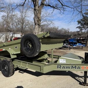 2026 RAWMAXX GDX12'X83" BUMPER PULL DUMP TRAILER 2-7000 LB AXLES ARMY GREEN