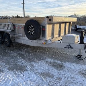 2026 NORDTEK 82X16 FOOT DUMP TRAILER WITH 2-7000LB AXLES, ALUM WHEELS, HYDRAULIC JACK 25095