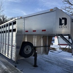 2026 DURALITE 25'X90" TRAIL DRIVE GOOSENECK STOCK TRAILER 2-7000LB AXLES RO2766