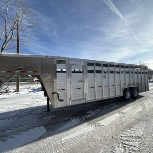 2026 DURALITE 25'X96" TRAIL DRIVE GOOSENECK STOCK TRAILER 2-7000LB AXLES RO2765