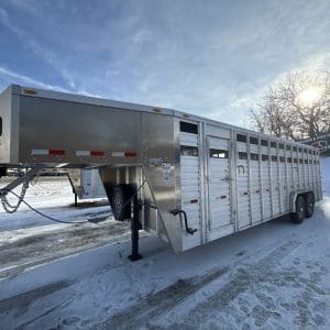 2026 DURALITE 25'X90" TRAIL DRIVE GOOSENECK STOCK TRAILER 2-7000LB AXLES RO2766