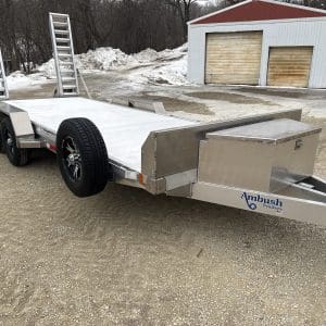 2026 AMBUSH EQUIPMENT TRAILER 81X18 WITH 2-5200LB AXLES ALUM WHEELS RO4830